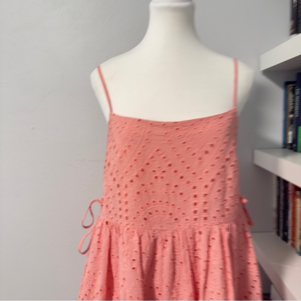 Wisteria Lane Ava Eyelet Mini Dress Coral Pink Small - Picture 3 of 16